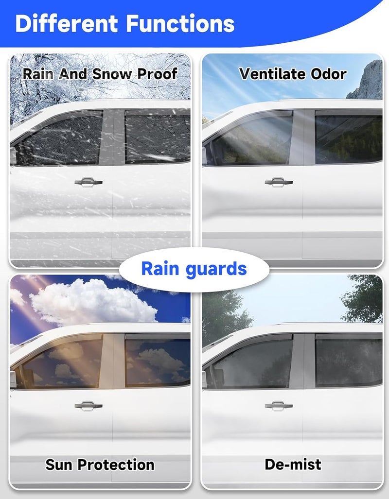 Breejoy in-Channel Extra Durable Rain Guards Fit for Chevy Silverado/GMC Sierra 1500 2019-2026 Crew Cab， Window Rain Guards Visors Vent Visors Window Deflector Vent Shades Car Accessories -4 pcs - Image 4